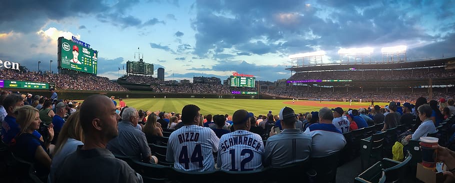 people watching football game, chicago, baseball, cubs, wrigley, HD wallpaper