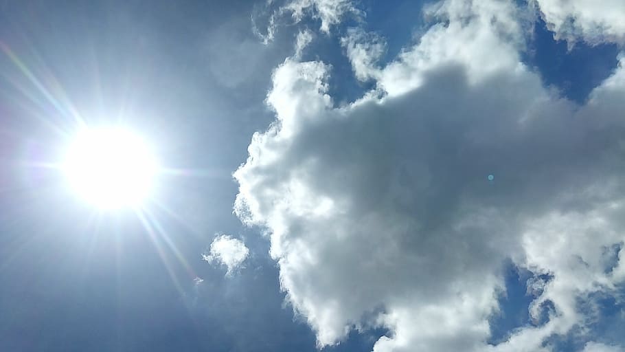 sun, sky, cloud, nature, summer, blue, light, sunlight, bright HD wallpaper