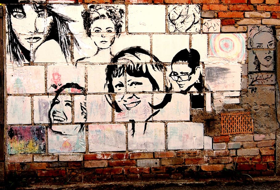 wall, bricks, painted wall, art and craft, creativity, wall - building feature HD wallpaper