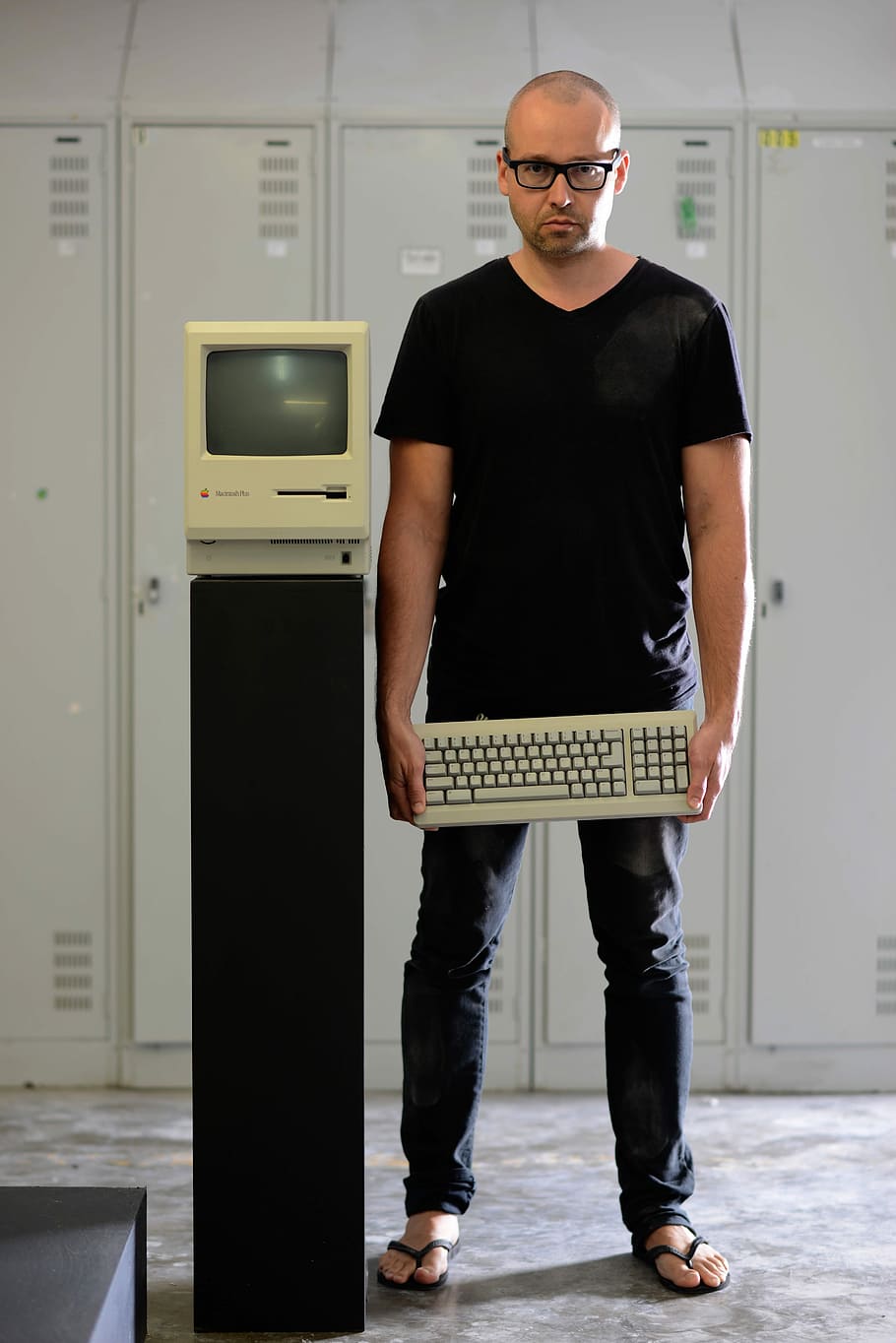 man in black shirt holding computer keyboard, Matthew Santoro holding computer keyboard HD wallpaper
