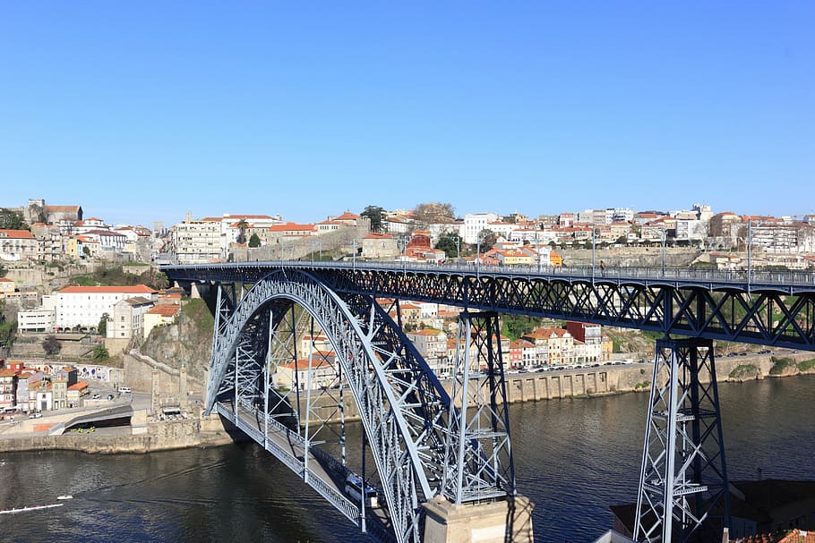 architectural photography of bridge, dom luís, porto, portugal, HD wallpaper