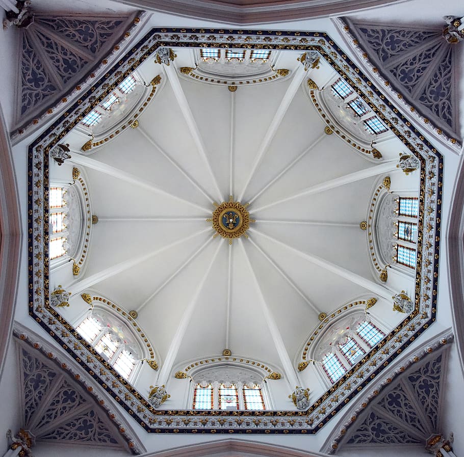Cathedral, Benissa, Spain, Ceiling, Dome, religion, architecture HD wallpaper