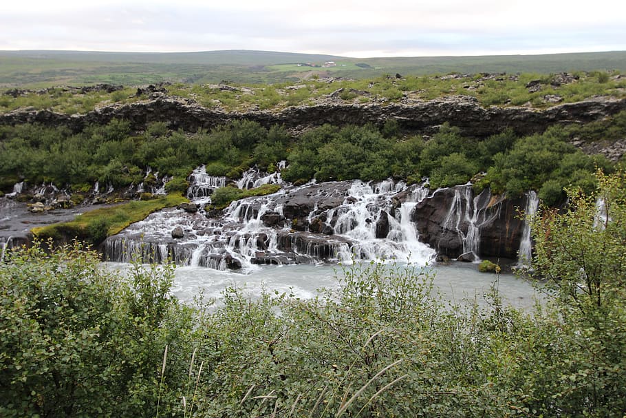 Waterfall, Iceland, Reykjavik, hraunfossar, nature, landscape HD wallpaper