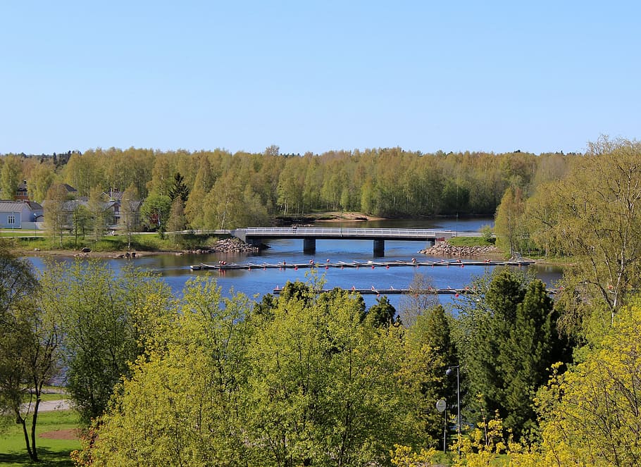 Finland, Clouds, Bridge, River, sky, water, nature, outside, HD wallpaper