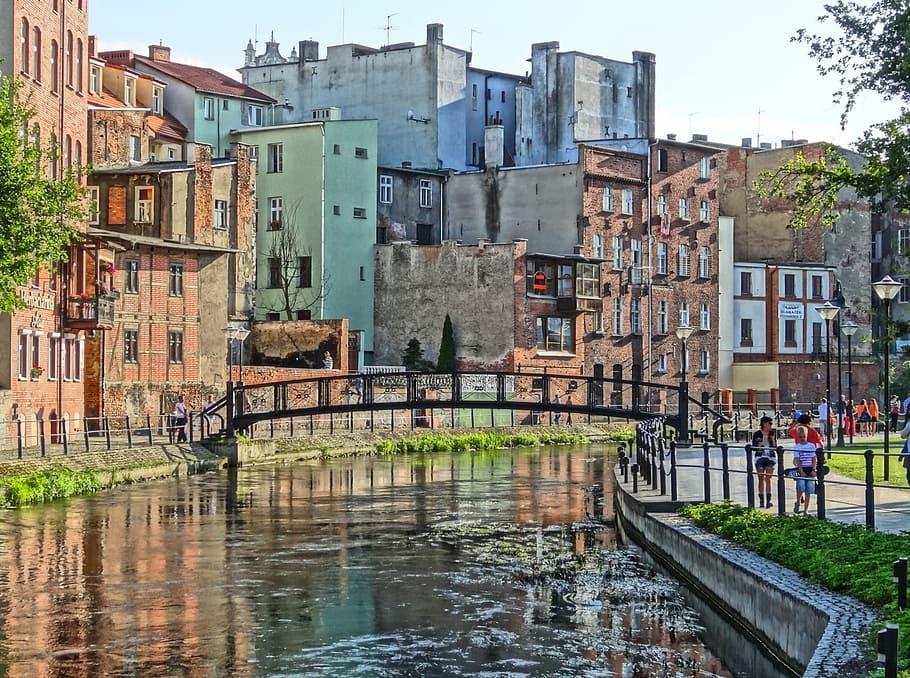 bydgoszcz venice, brda, river, houses, urban, bridge, poland, HD wallpaper