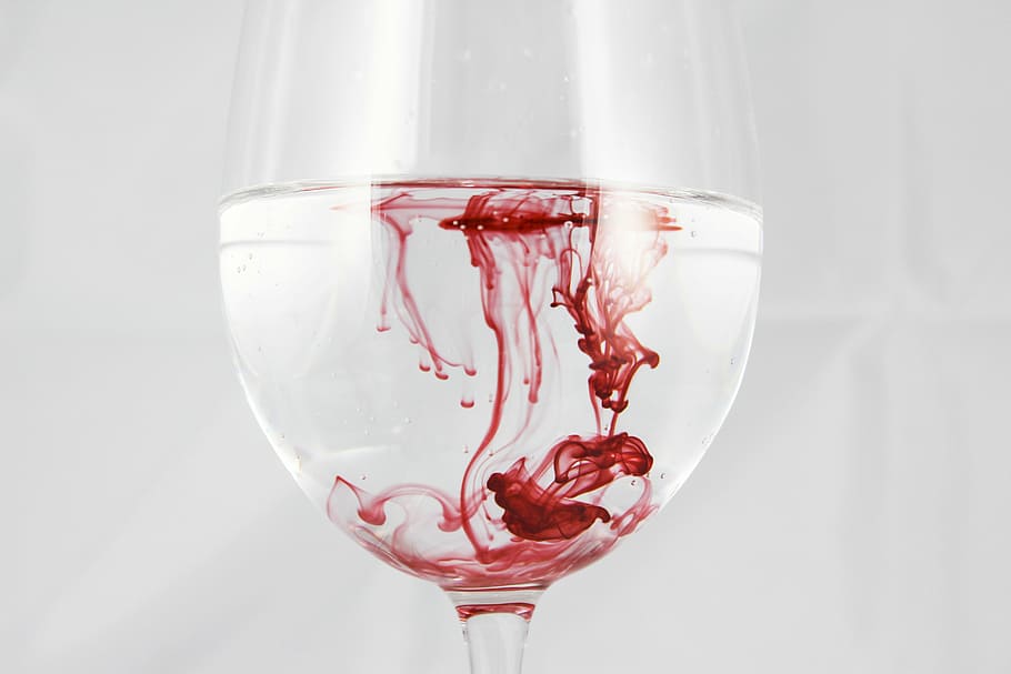 wine glass filled with liquids, a glass of, water, color, ink