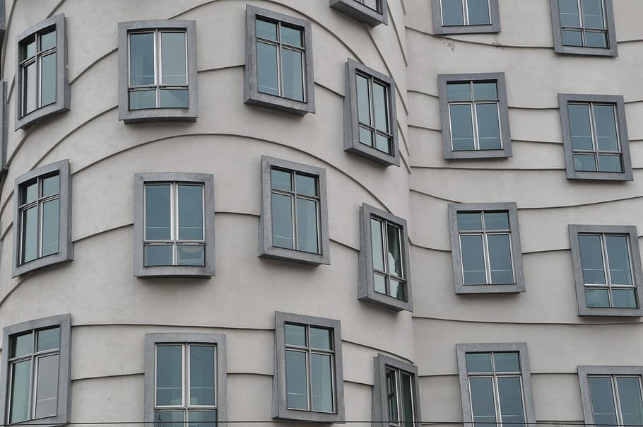 architecture, home, window, dancing house, building, building exterior HD wallpaper