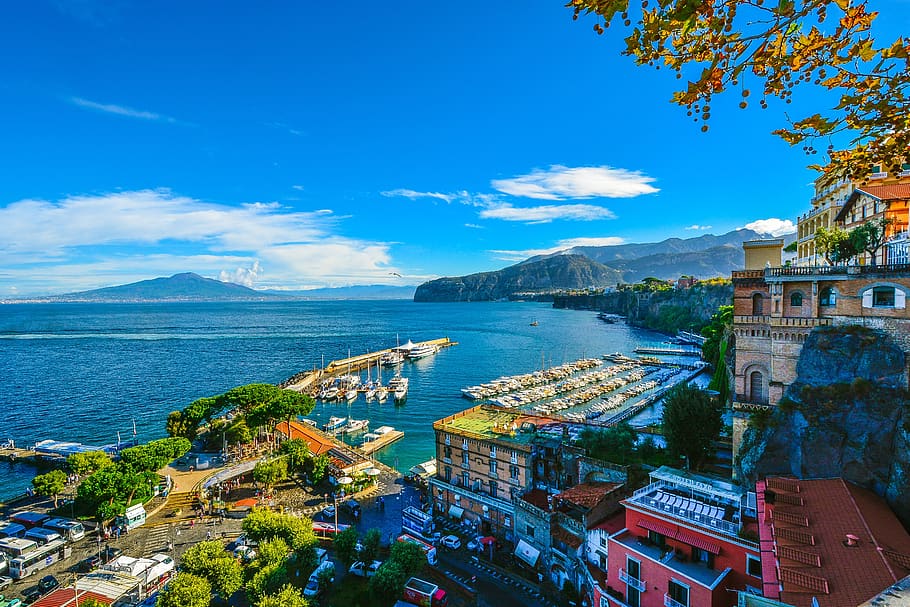 sorrento, amalfi, skyline, coastline, blue, sea, mediterranean, HD wallpaper