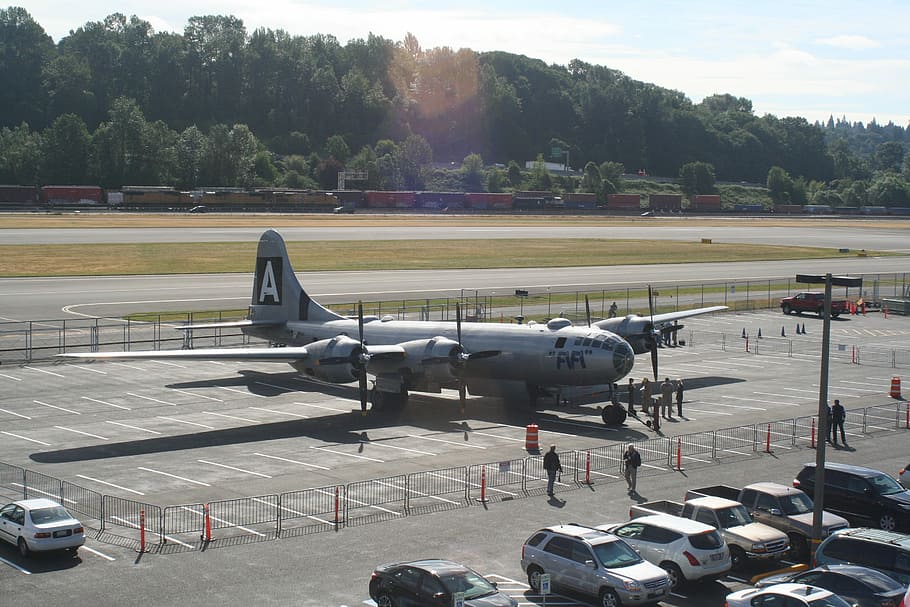 Aircraft, Ww-Ii, B-29, airplane, airport runway, transportation, HD wallpaper