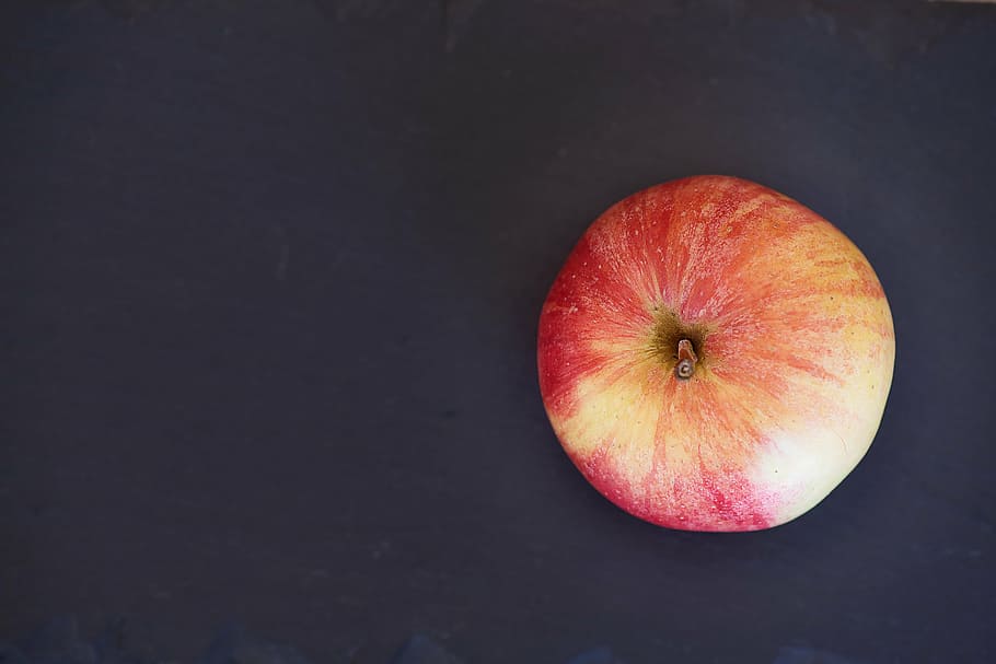 red apple fruit, from above, healthy, vitamins, minerals, bless you HD wallpaper