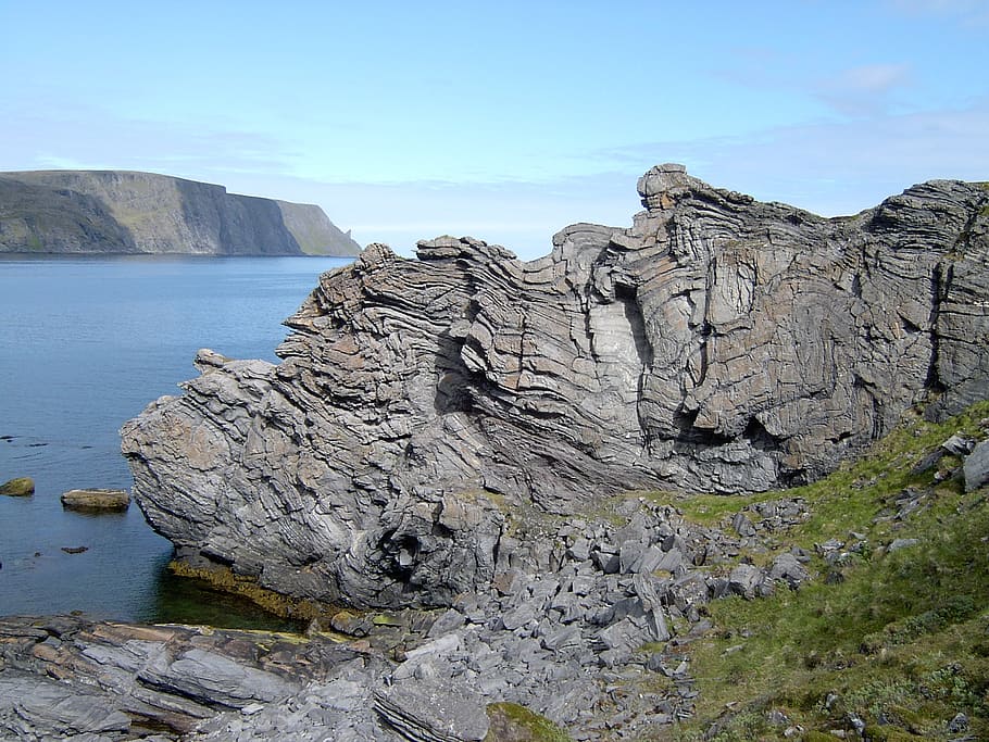 nature, rock, sea, stone locations, rock deformations, wave