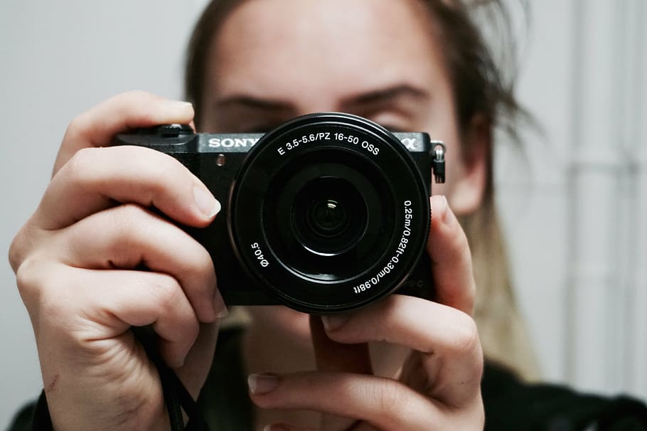 camera, focus, lens, person, sony, taking photo, woman, photography themes HD wallpaper