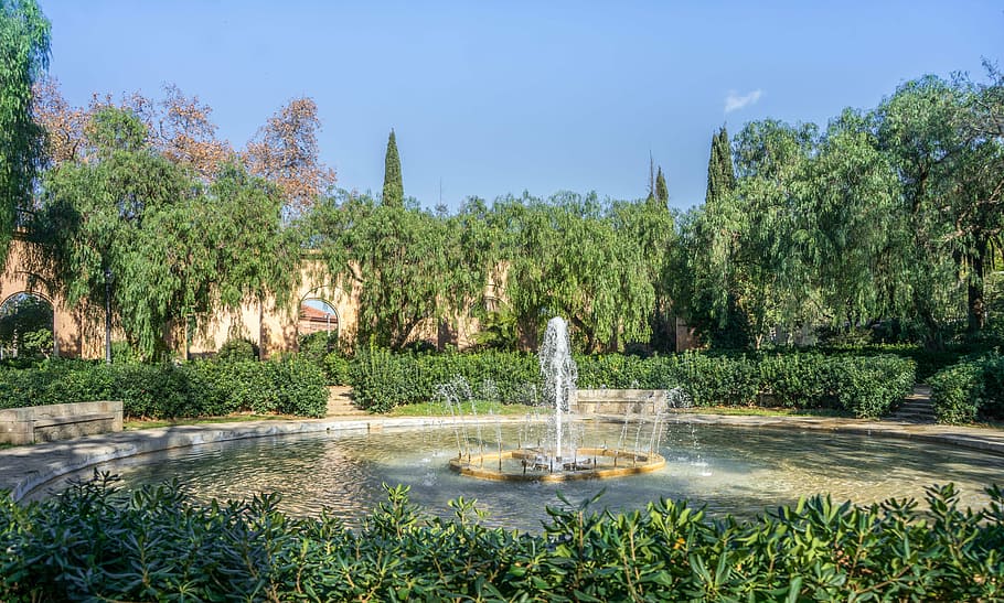 fountain, park, nature, architecture, outdoor, barcelona, spain HD wallpaper