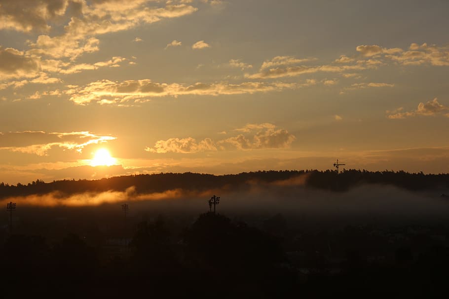 sky, sun, clouds, fog, morning, sunset, beauty in nature, cloud - sky HD wallpaper