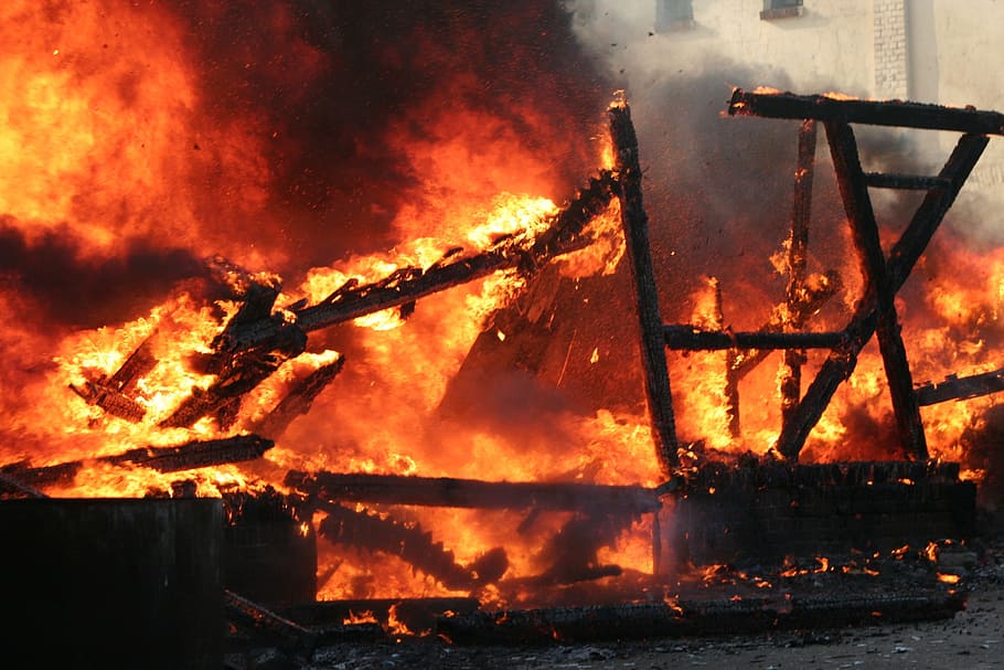 burning infrastructure, Fire, Fire, Fire Fighting, Brand, Fireplace HD wallpaper