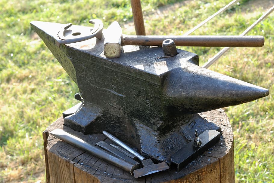 anvil, farrier, blacksmith tools, hammer, horseshoe, metal