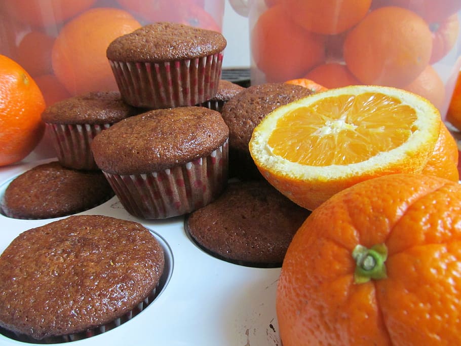muffin, cookie, cake, orange cake, dessert, food, food and drink HD wallpaper