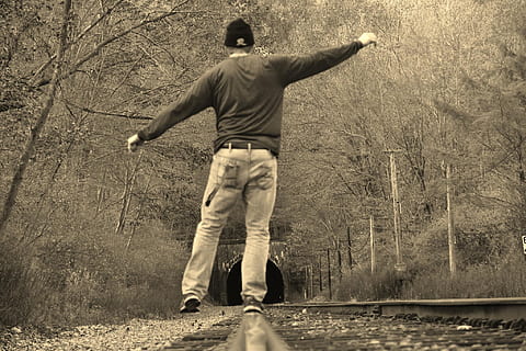 Boy, Train, Fall, Child, Childhood, little, fun, kid, people HD wallpaper
