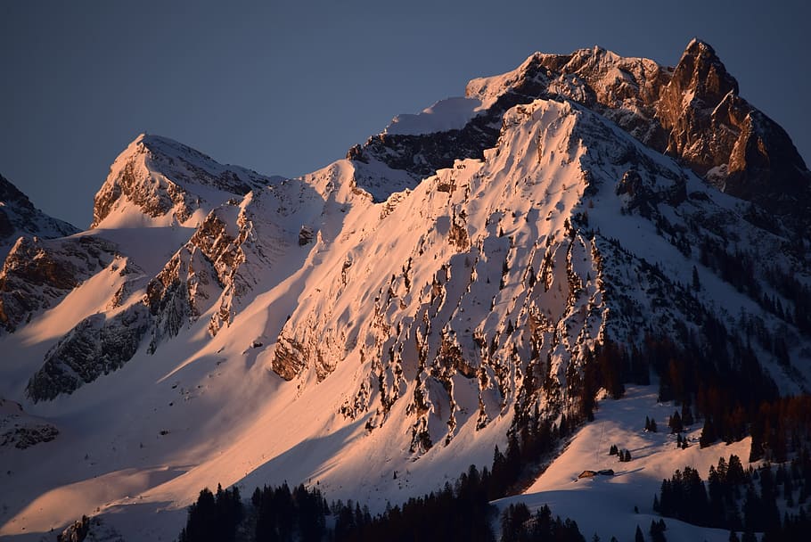 mountain, afterglow, sunset, landscape, alpine, abendstimmung HD wallpaper