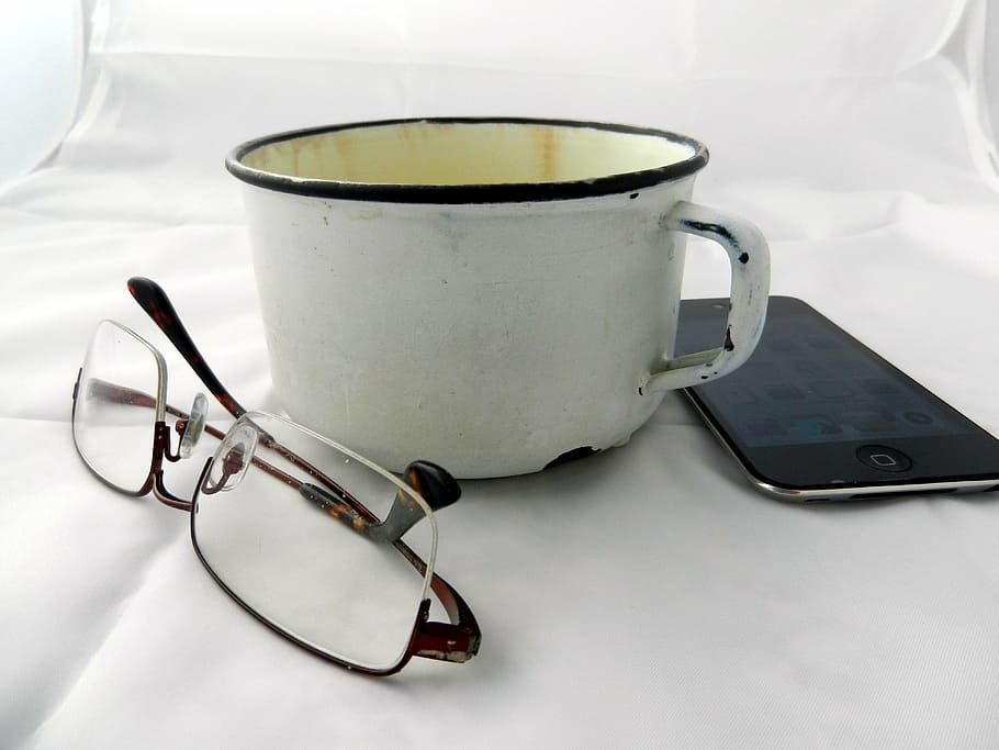 cup, sunglasses, phone, breakfast, mobile phone, indoors, no people HD wallpaper