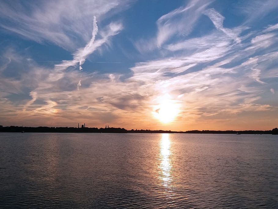 sunset, clouds, bizarre, atmospheric, sky, water, beauty in nature HD wallpaper