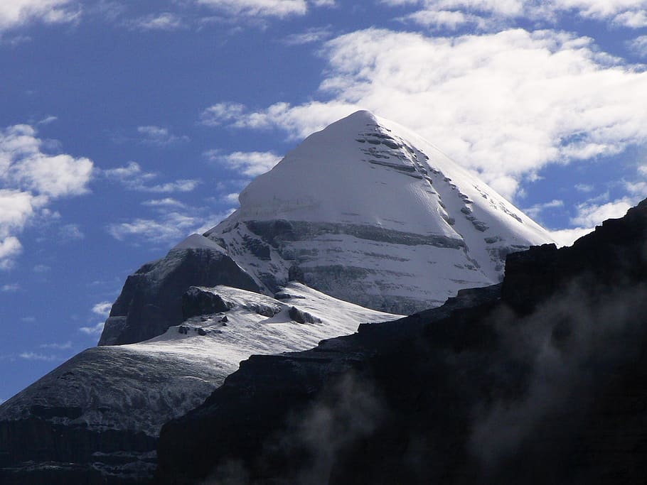mountain with snow, kailash, tibet, kora, landscape, wilderness