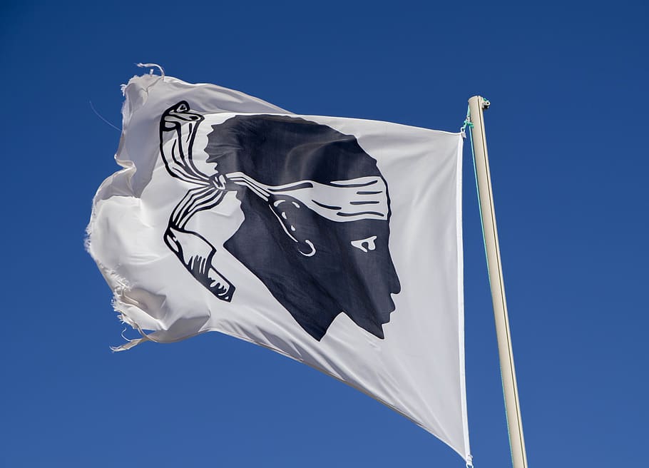 corsican, flag, banner, sky, blue, wind, environment, nature HD wallpaper