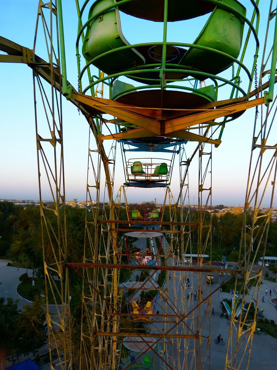 ferris wheel, ride, carousel, old, evening, bukhara, uzbekistan HD wallpaper