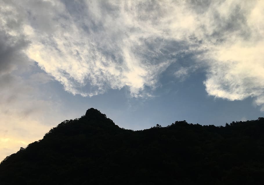 mountain, cloud, sundown, cloud - sky, tranquility, silhouette HD wallpaper