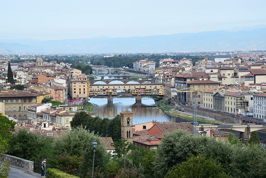 florence, ponte vecchio, river arno, italy, tuscany, landscape, HD wallpaper