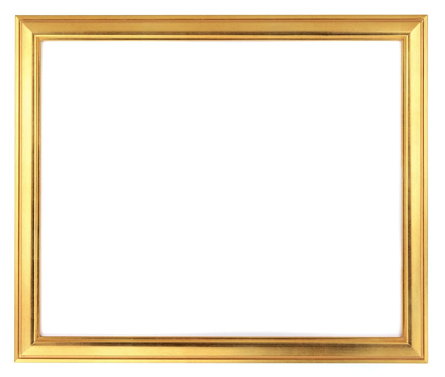 square gold frame, photo frame, classical, empty, canvas, cut out HD wallpaper