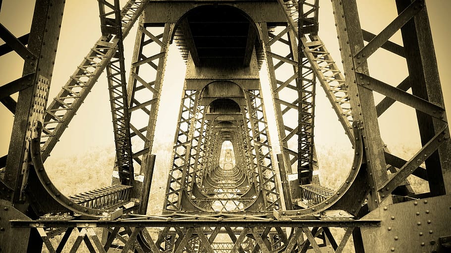 bridge, metal, structure, iron, girder, support, kinzua, viaduct HD wallpaper