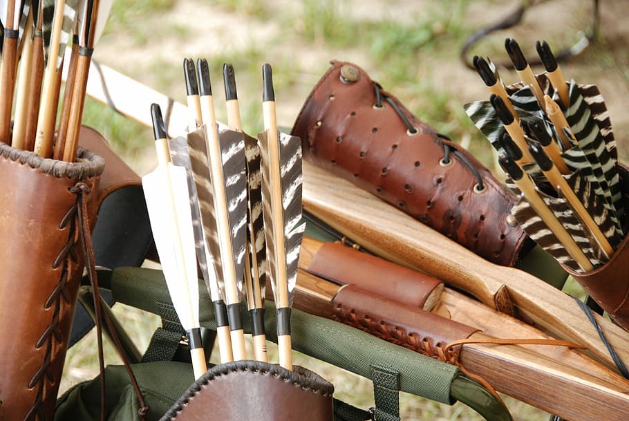 brown wooden arrows in cases, Archery, Sport, no people, day HD wallpaper
