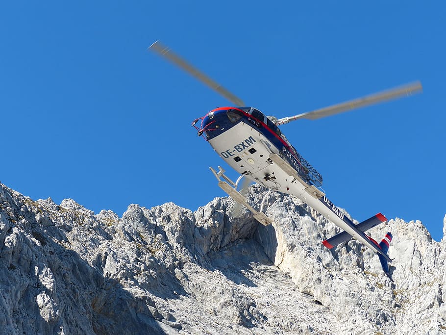 Helicopter, Police, Mountain Rescue, kaiser mountains, alpine, HD wallpaper
