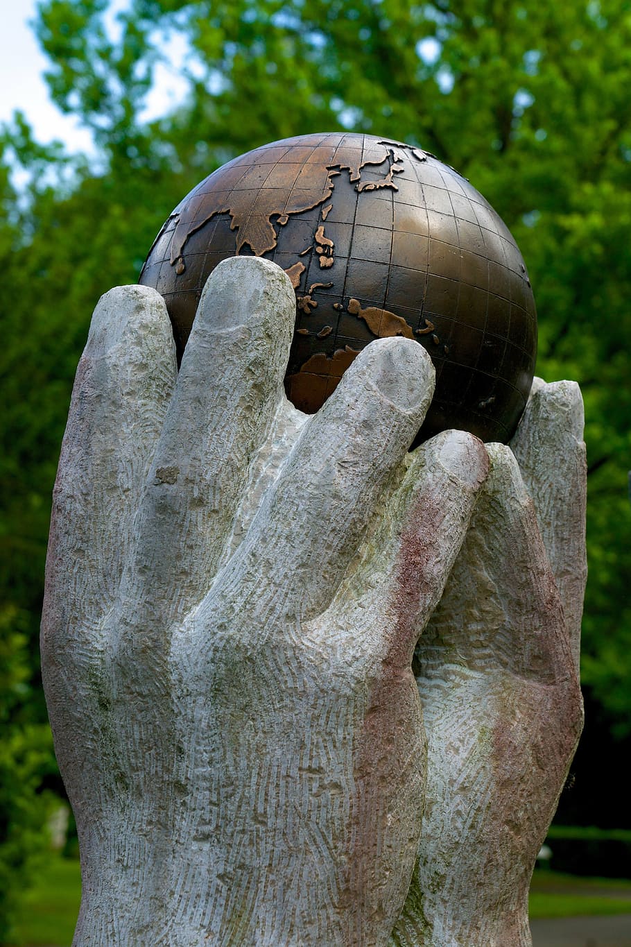 globe, world, hands, access, lift, keep, sculpture, human representation HD wallpaper