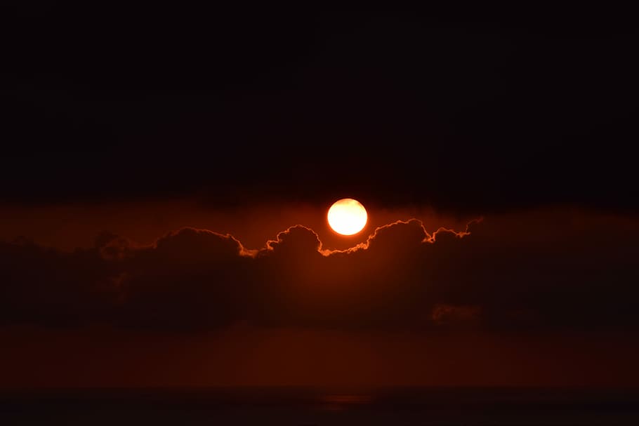 lunar eclipse, photography of golden hour, sunset, cloud, night HD wallpaper