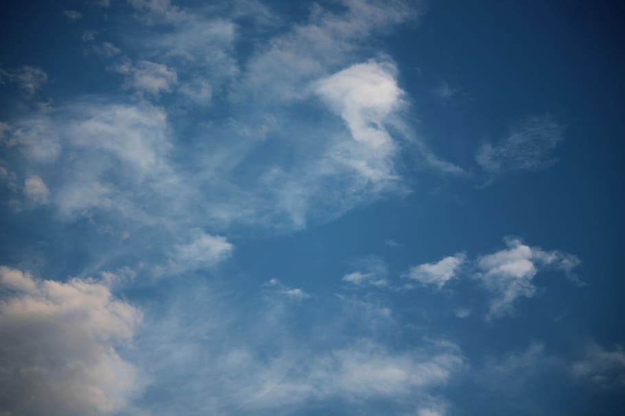 Clouds, Sky, Blue, Blue, Air, Weather, bird shape, photo, blue sky HD wallpaper