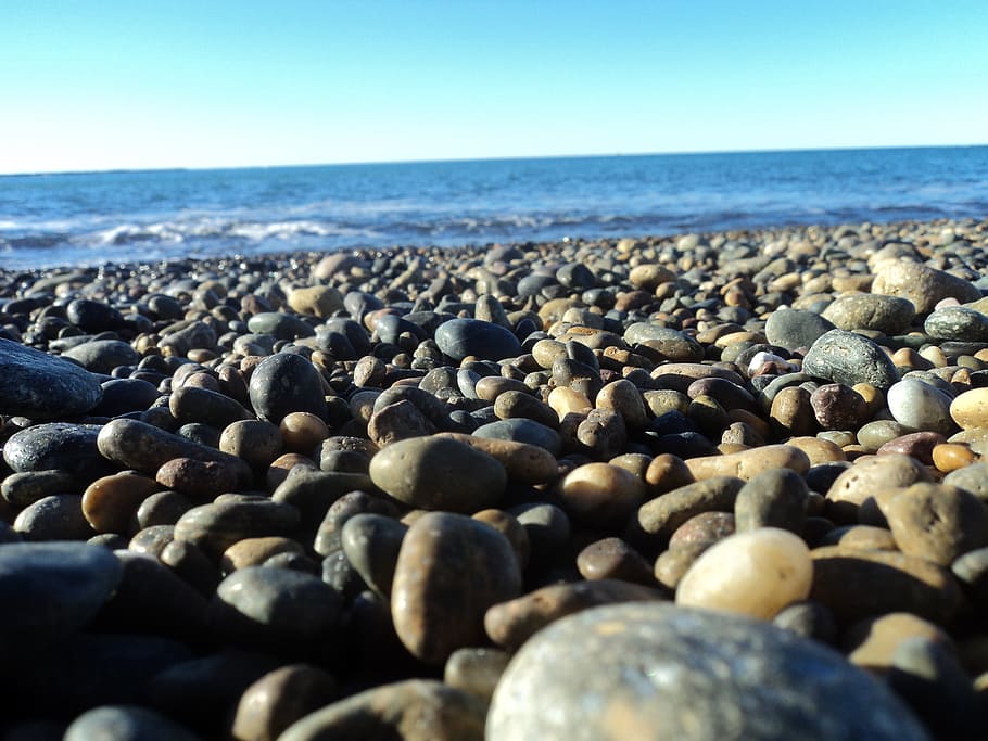 beach, stones, mar, background, ocean, beira mar, water, sea HD wallpaper