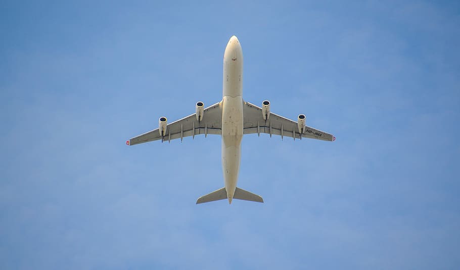 low-angle shot photography of airplane, aircraft, jet, swiss, HD wallpaper