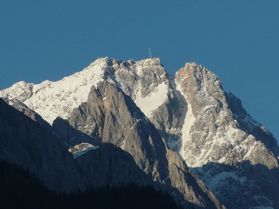 zugspitze, alpine, mountains, summit, shadow play, mountaineering, HD wallpaper
