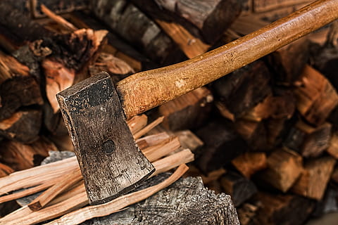 brown and gray axe, chopper, cut, split, hatchet, firewood HD wallpaper