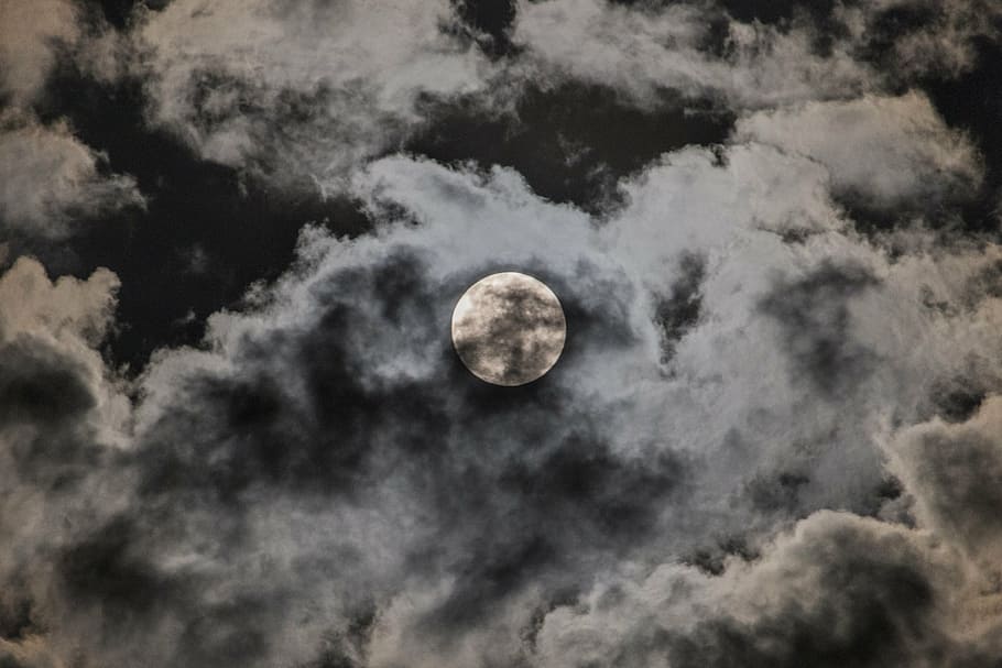 low angle photo of moon, month, night, clouds, the sky, luna HD wallpaper