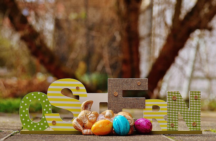 Easter Bunny decor, egg, colorful, hare, happy easter, colorful eggs HD wallpaper