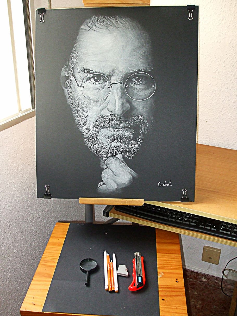 Drawing, Portrait, Art, Face, one person, indoors, eyeglasses HD wallpaper