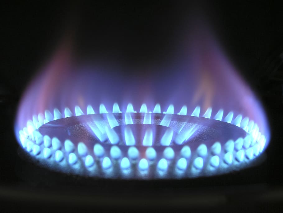 macro photography of turned on gas burner, flame, gas flame, blue, HD wallpaper