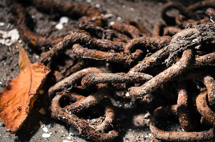 closeup photo of brown chain, rust, foliage, past, passing HD wallpaper
