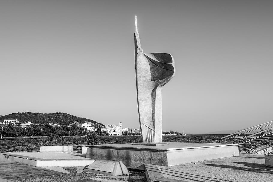 greece, volos, monument, sculpture, statue, monument of the resistance, HD wallpaper