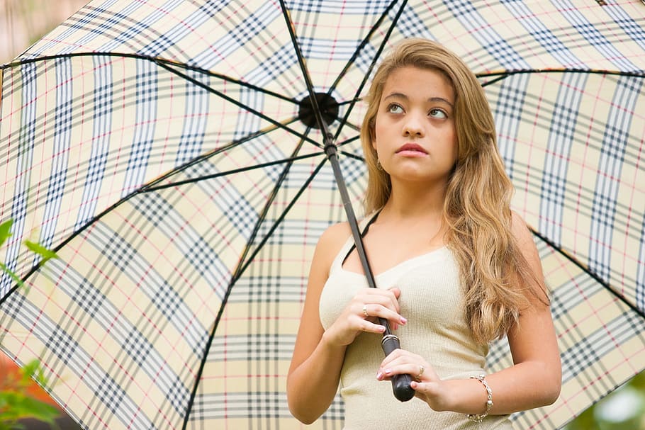 girl, umbrella, model, one person, young adult, young women HD wallpaper