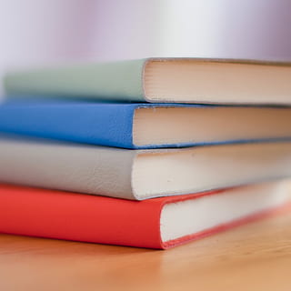 filed four books, four books stacked together in macro shot, journal HD wallpaper
