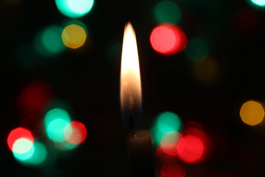 candle, light, fire, flame, dark, night, illuminated, defocused HD wallpaper